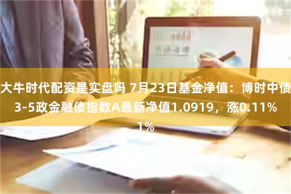 大牛时代配资是实盘吗 7月23日基金净值：博时中债3-5政金融债指数A最新净值1.0919，涨0.11%