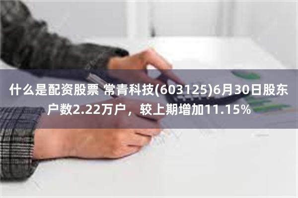 什么是配资股票 常青科技(603125)6月30日股东户数2.22万户，较上期增加11.15%