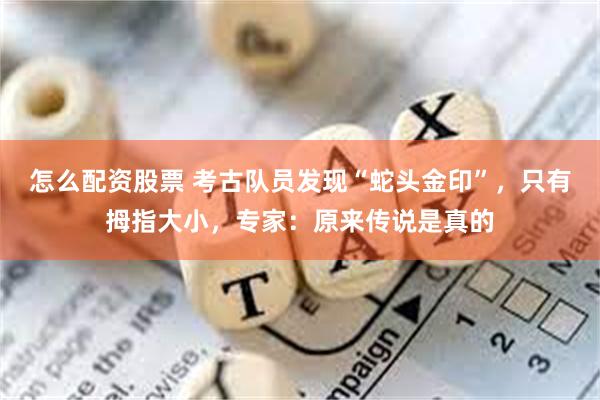 怎么配资股票 考古队员发现“蛇头金印”，只有拇指大小，专家：原来传说是真的