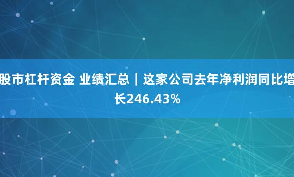 股市杠杆资金 业绩汇总｜这家公司去年净利润同比增长246.43%